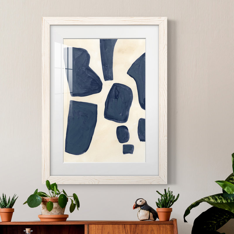 Pièces bleues I - Peinture encadrée, H 37,5 po x l 27,5 po x P 1 po, Cadre blanc