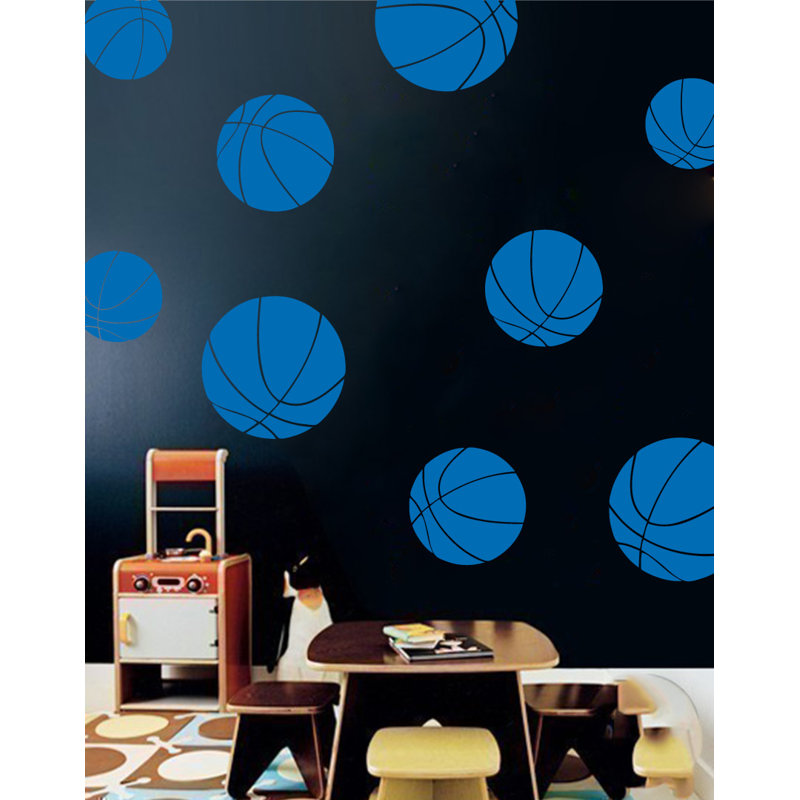 Décalcomanie murale baskets, Bleu azur, H 40 po x l 40 po x P 0,01 po