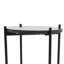 Table d'appoint Azik, plateau rond en verre d'aspect marbre de 13 po, base en fer noir X-122615828-122615827