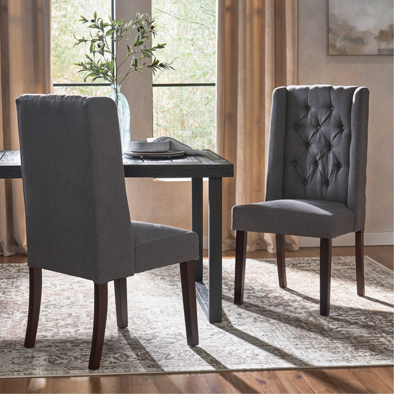 Chaise de salle à manger [Ensemble de 2 pièces], Gris foncé