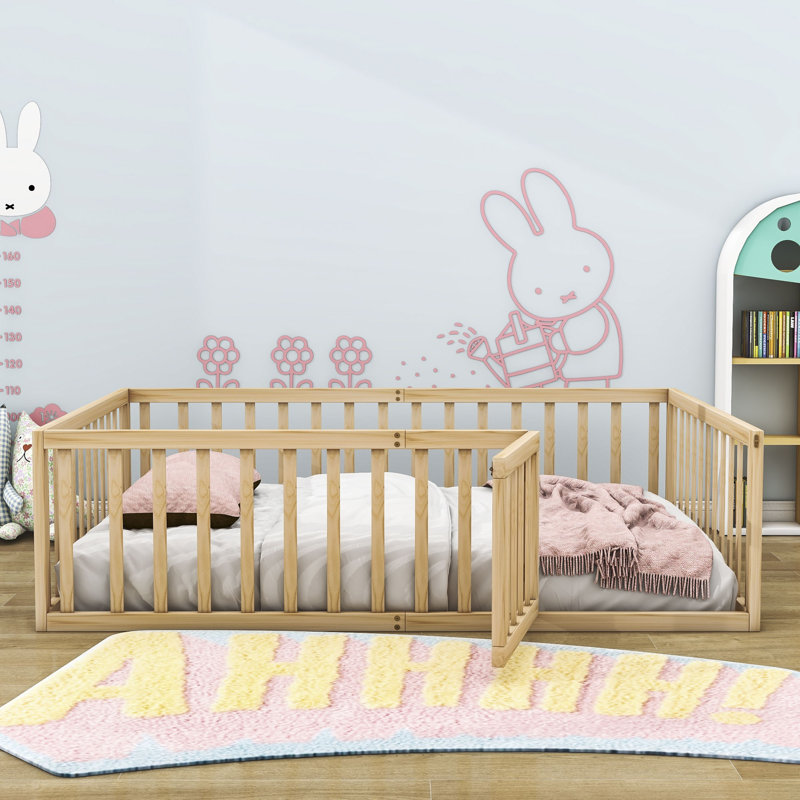 Hendrelino Wooden Daybed Frame with Guardrail, Full/Double, Natural