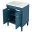 Meuble-lavabo moderne à 2 niveaux avec lavabo supérieur et grandes tablettes de rangement-252878851