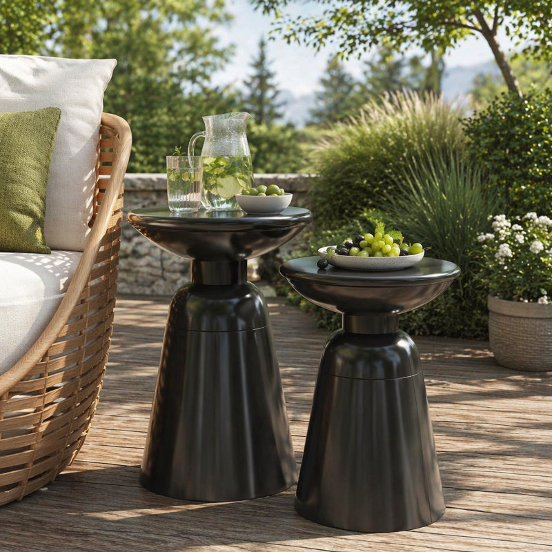 Ensemble de 2 tables d'appoint en fer Serenita, Noir
