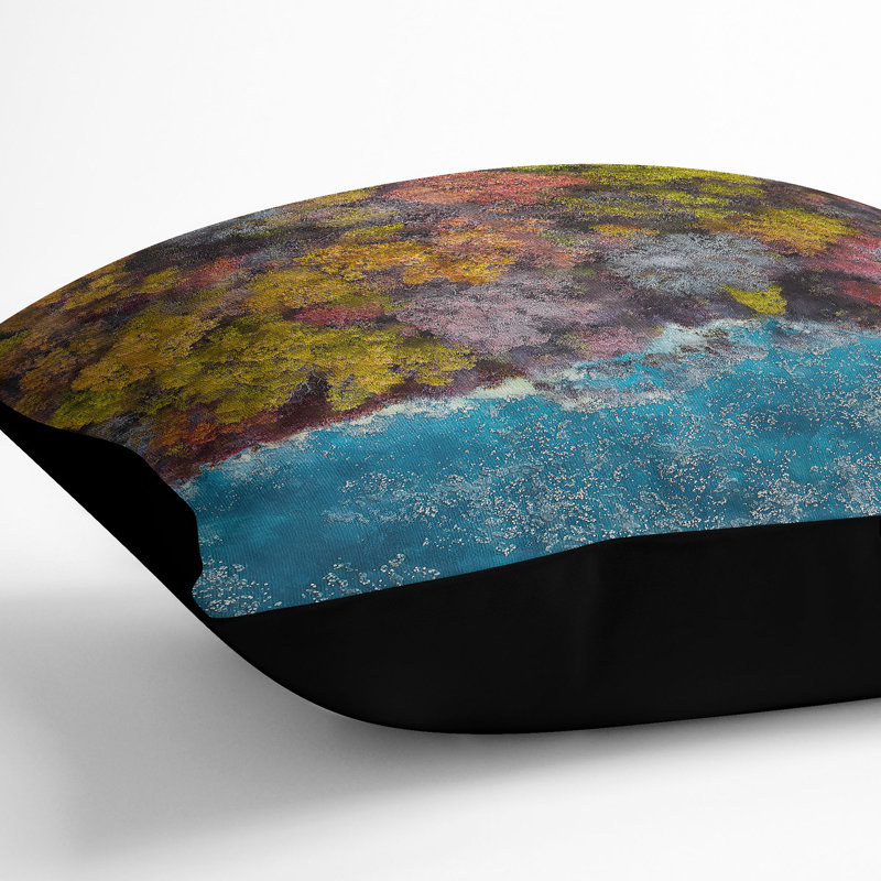 Forest View Painting Cushion with Filling, 55cm H x 55cm W x 20cm D, Black