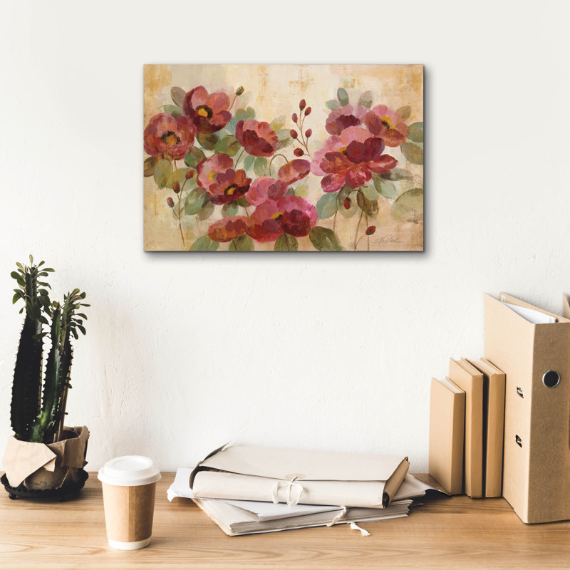 "Epic Graffiti" Fleurs rouges "par Silvia Vassileva, art mural sur toile, 18 po x 12 po, H 12 po x l 18 po