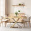 Table de salle à manger extensible pour 4 à 6 personnes, 47,25 à 63 pouces, plateau en panneau de fibres à densité moyenne avec finition naturelle, base en acier inoxydable
