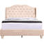 Élégant lit double rembourré beige, l 60 po x P 80 po, facile à assembler grâce au revêtement en velours, disponible ici