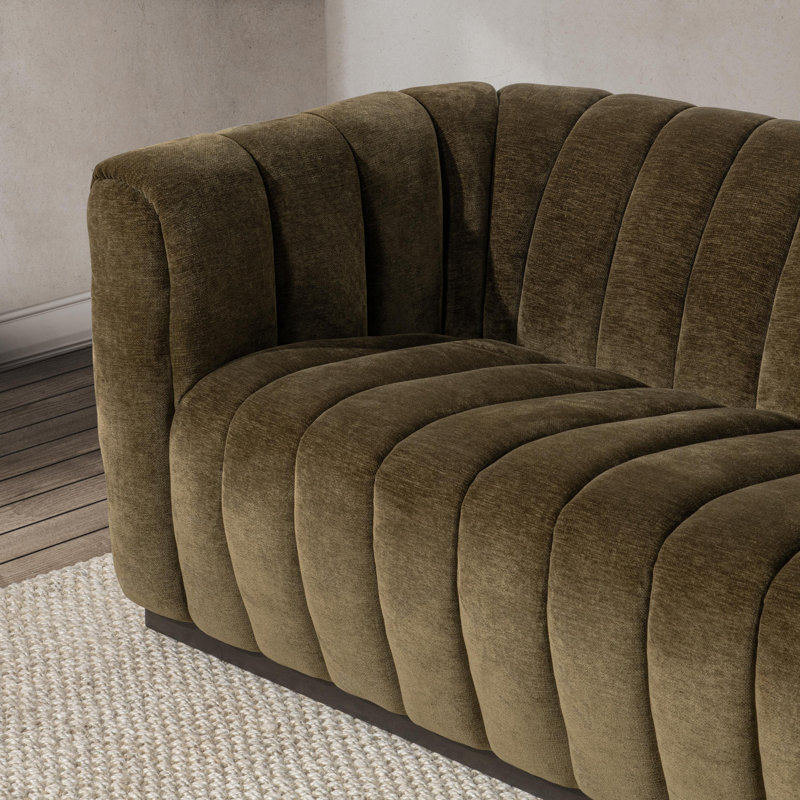 Vanty 92'' Upholstered Fabric Sofa, Olive Green