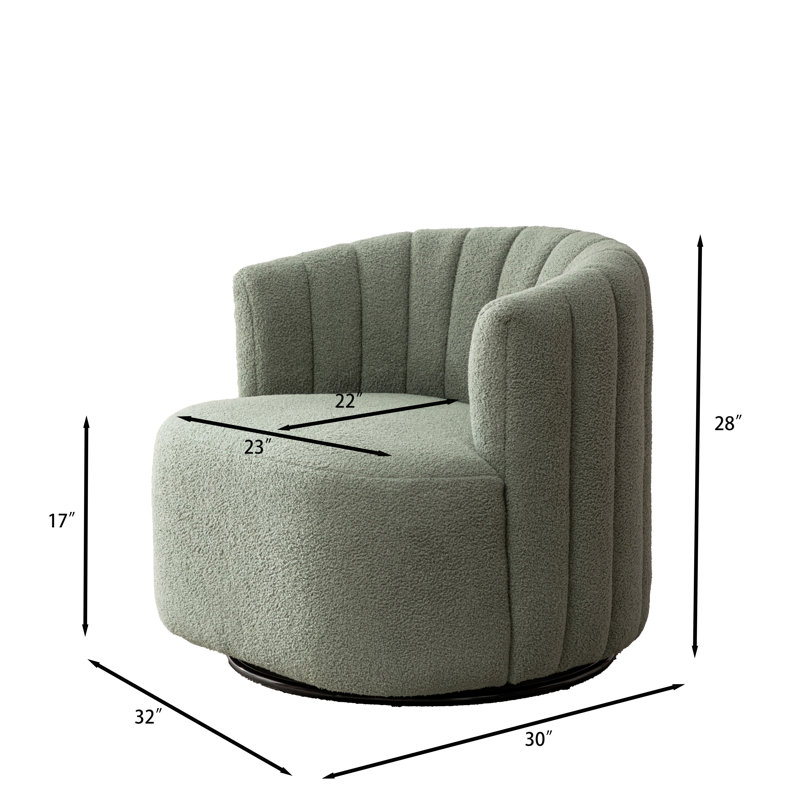 Fauteuil demi-tonneau pivotant Musaab, Ours en peluche vert