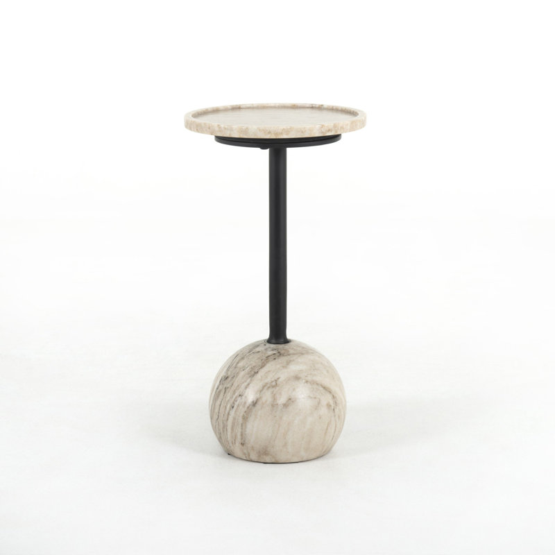 Viola Marble End Table, Antique White