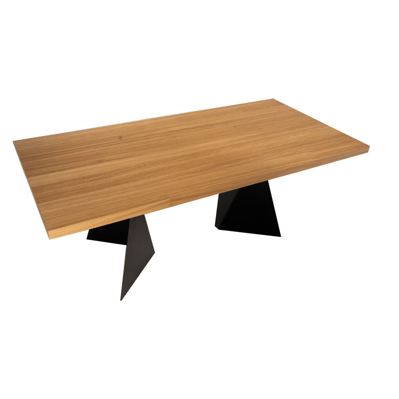 Murilda Oak Solid Wood Top Metal Base Dining Table