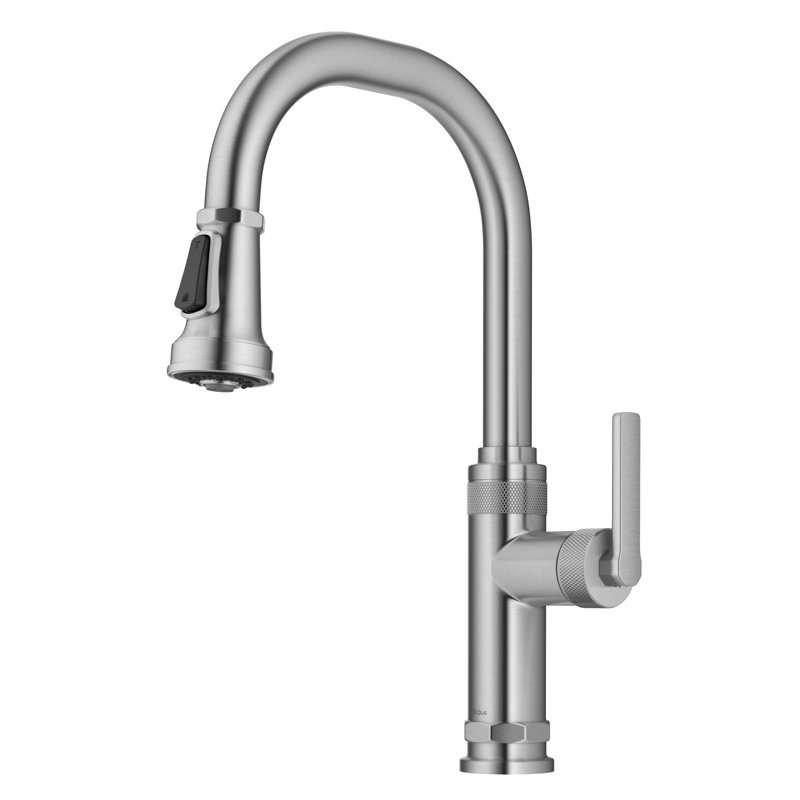 KRAUS Allyn Industrial Pull-Down Single Handle Kitchen Faucet, Spot Free Stainless Steel
