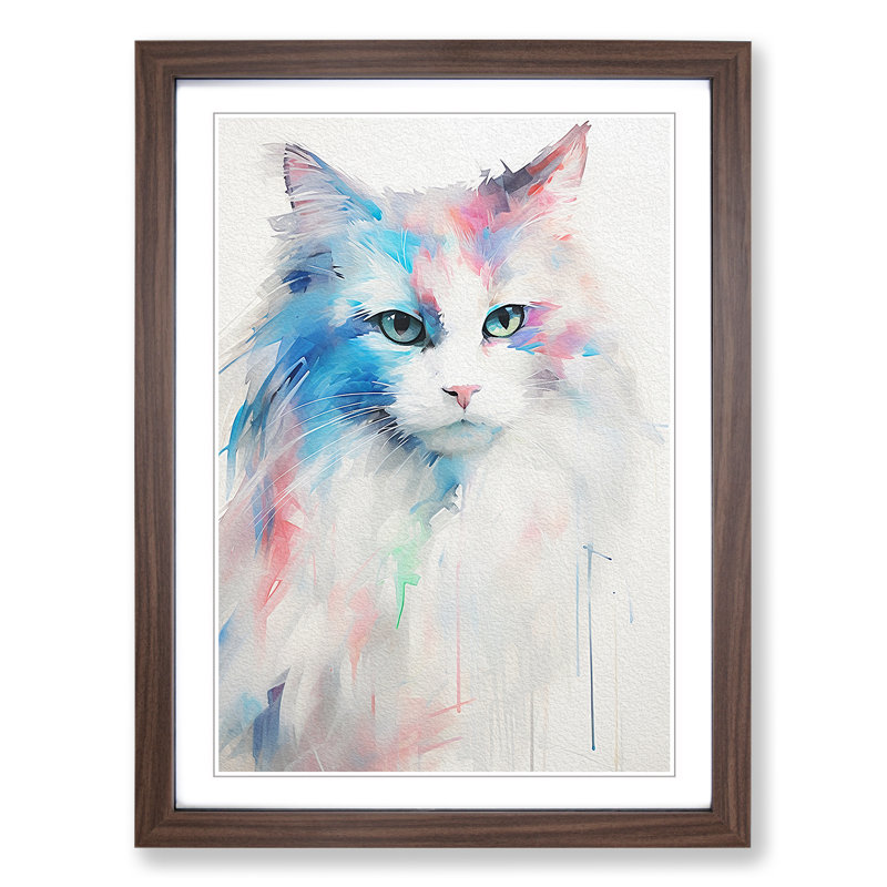 Ragdoll Cat Gestural No.2 - Framed Print, Walnut, 46cm H x 34cm W x 2cm D