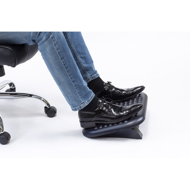 Black Adjustable Ergonomic Foot Rest with Massage Surface