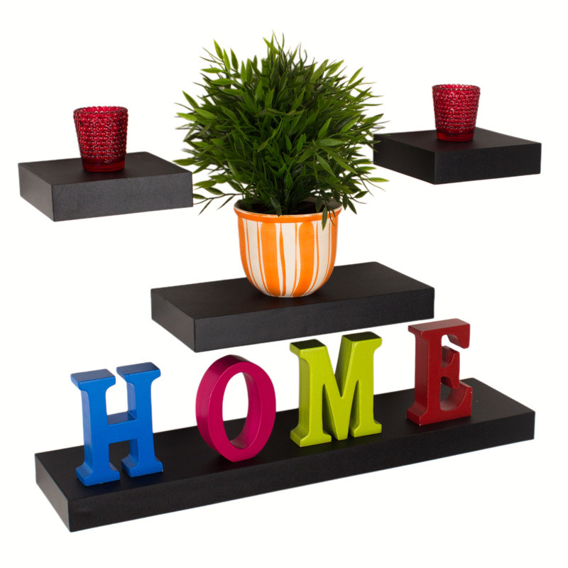 Hudson Shelf Kits, 4 Piece Wall Shelf Kits, Black