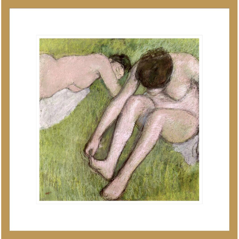 «Two Bathers on the Grass» par Edgar Degas, impression giclée encadrée, H 17,96 po x l 17,75 po
