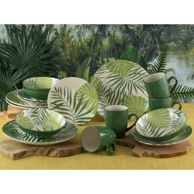 TROPICANA Stoneware Dinnerware Set 16 Piece - Service for 4