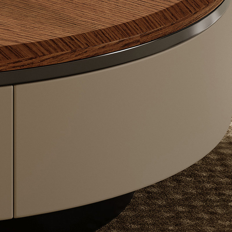 Brown Solid Wood Round Coffee Table Sets, 15.75" H x 55.12" W x 35.43" D