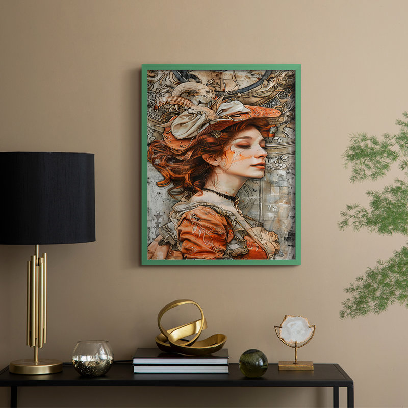 Reproduction encadrée WOMEN Series cmxxxvi - bois massif, H 11 po x l 9 po, Vert