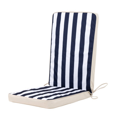 Bean Bag Bazaar Deck Stripe Outdoor High Back Seat Pad, Pack of 4, Navy