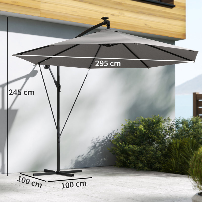 295cm Cantilever Parasol, Light Grey