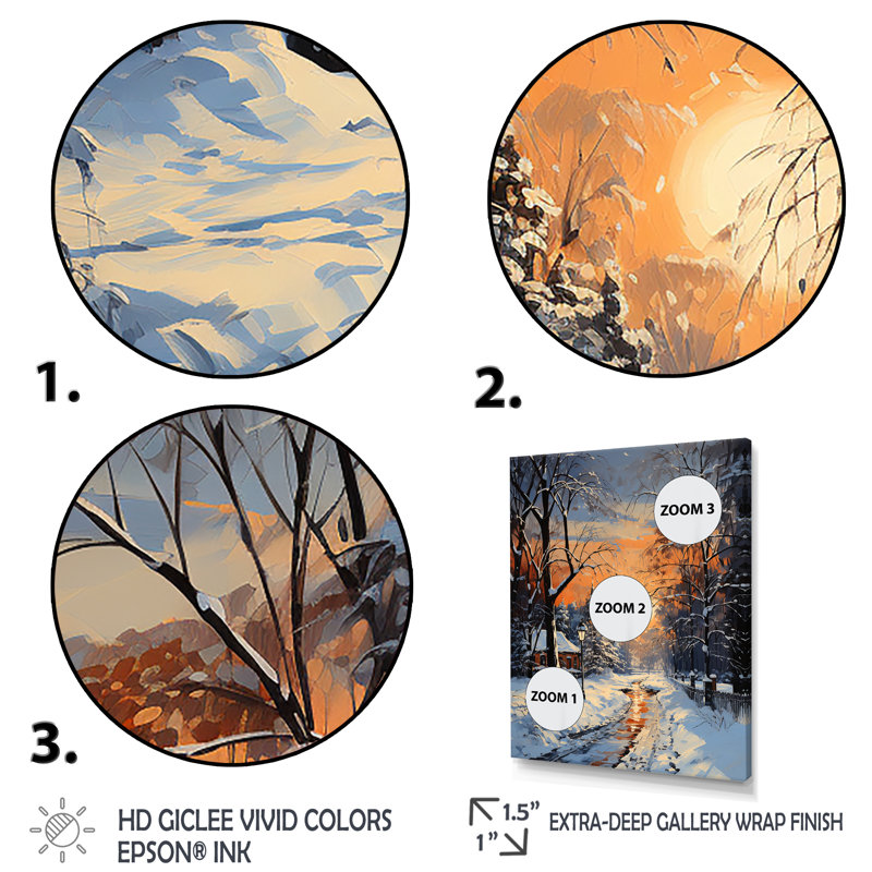 «Path Into Winter Forest IV - Winter Landscape», art mural, H 44 po x l 34 po x P 1,5 po, Cadre simple blanc