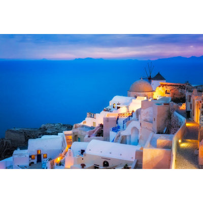 Posterazzi " Europe Greece Santorini Oia Sunset On Coastal Town " by Jaynes Gallery