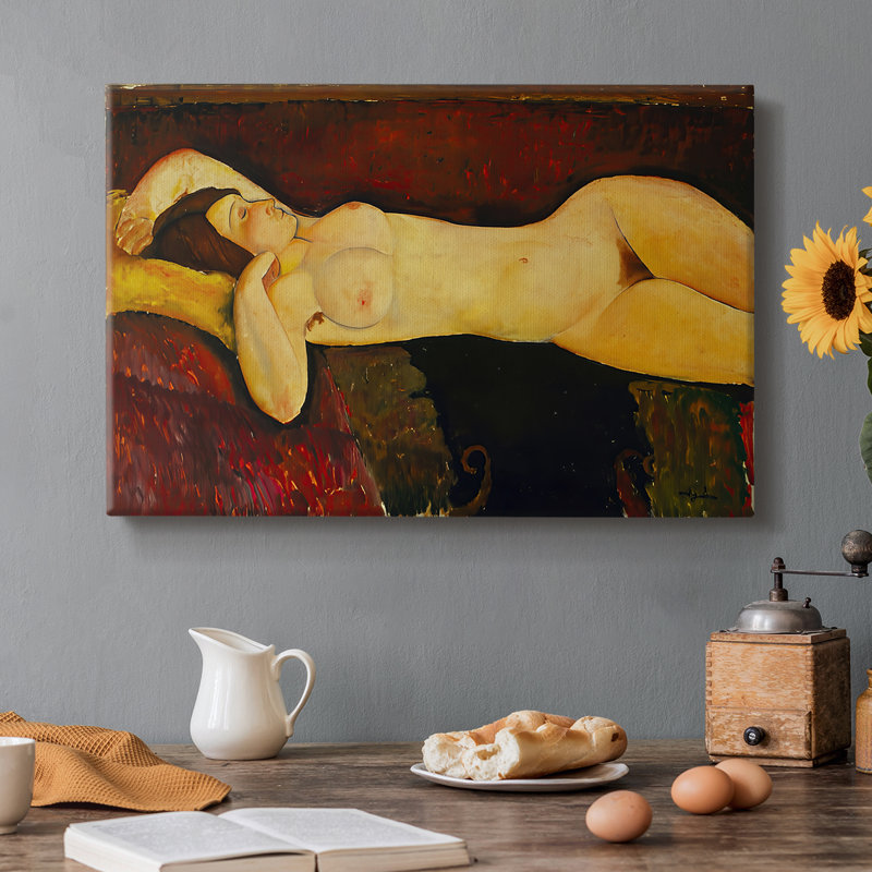 Nu inclinable (Nu couché) - Amédo Modigliani - Toile tendue avec châssis-c. 1917, 12 x 18