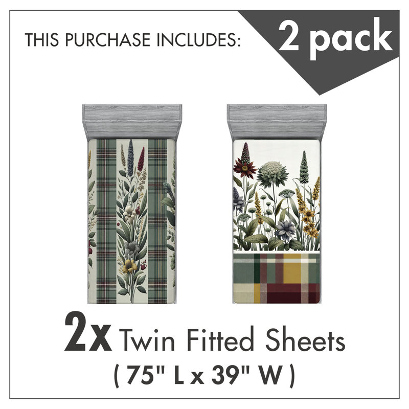 Microfiber Floral Art Fitted Sheet, Twin Fitted Sheet