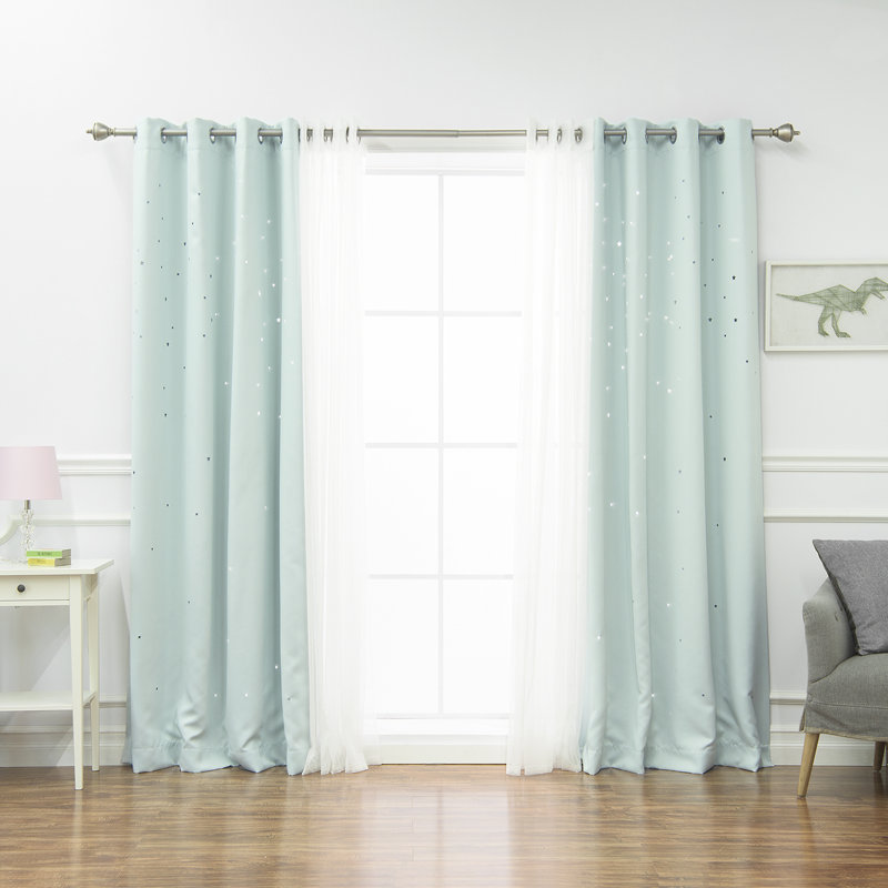 Arkose Star Cut Out Room Darkening Grommet Sliding Panel, 52" W x 63" L, Mint