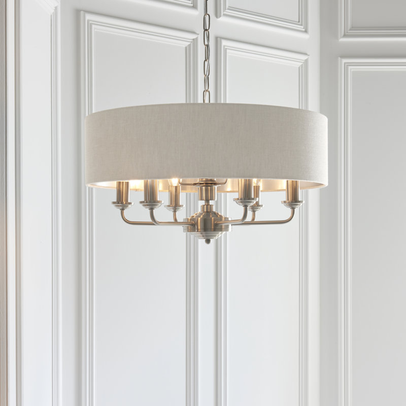 Landover 6 - Light Drum Chandelier, Natural, Brushed Chrome