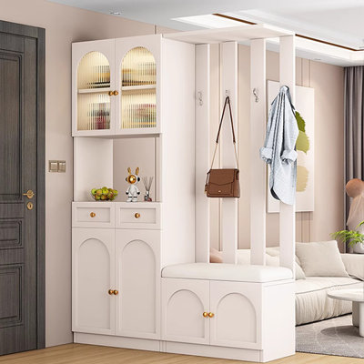 78,74 po H 78,74 po, armoire de séparation de style crème, armoire à chaussures minimaliste moderne avec banc à chaussures et portemanteau