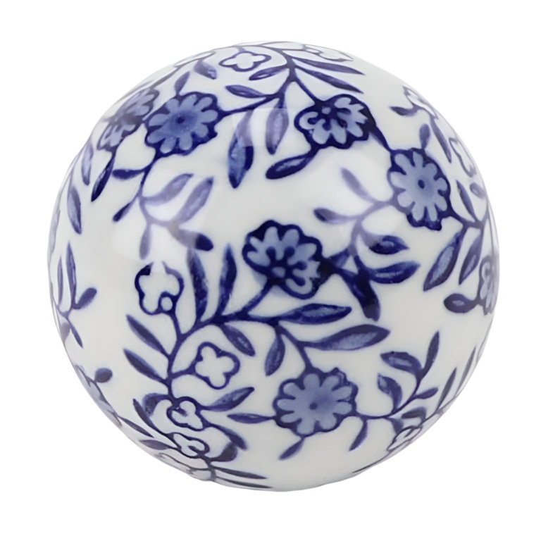 Flower Porcelain Ball, 5" H x 5" W x 5" D
