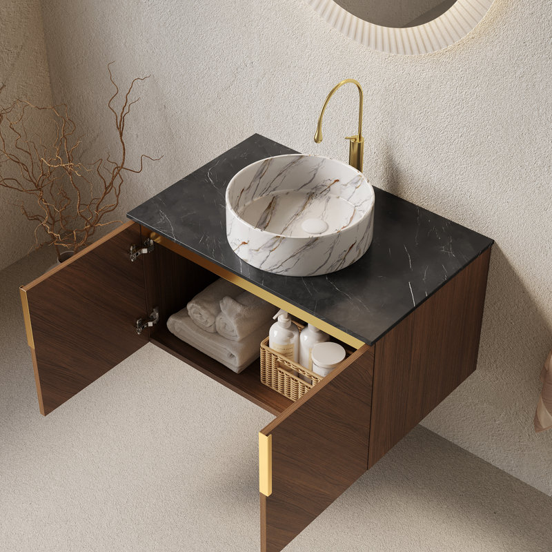 Meuble-lavabo de salle de bain, armoire de rangement murale en contreplaqué avec portes doubles, 30"