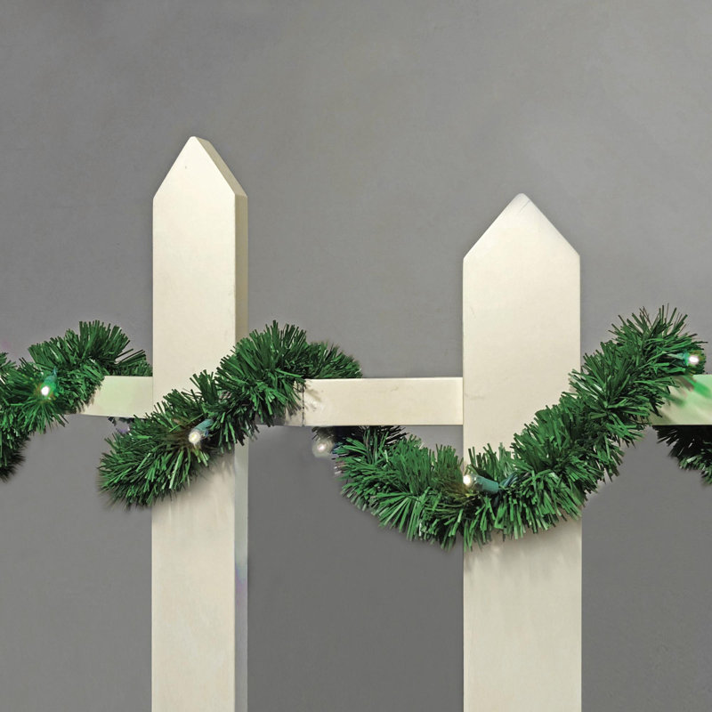 Guirlande de Noël verte à piles, Blanc chaud, L 216 po