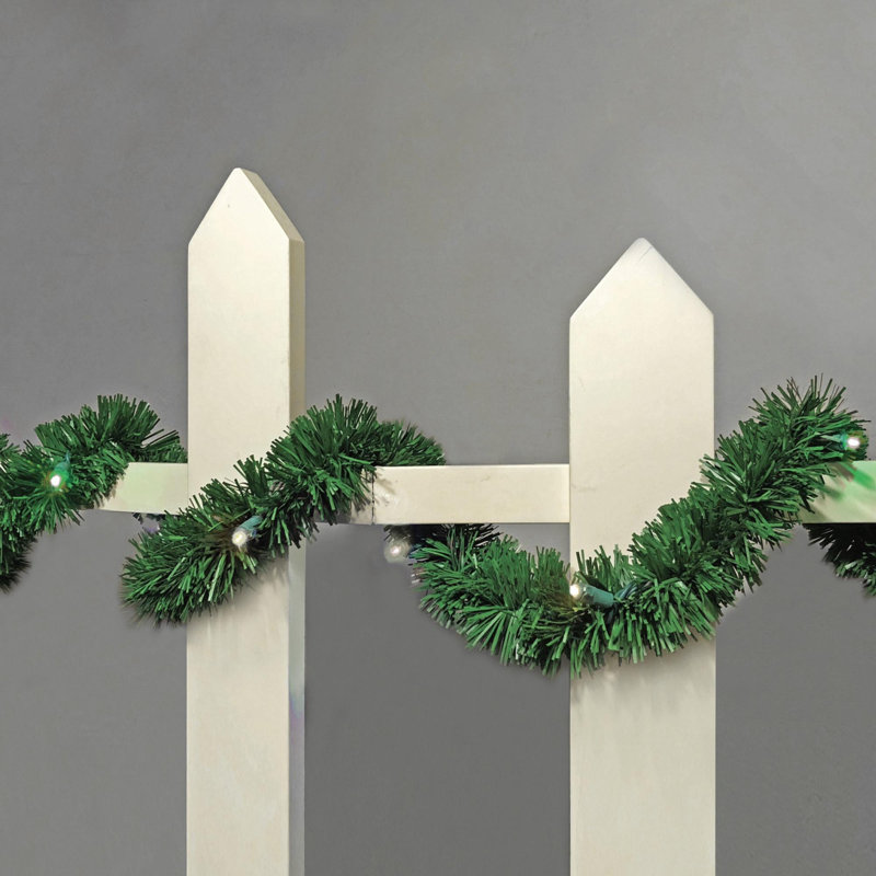 Guirlande de Noël verte à piles, Blanc chaud, L 216 po