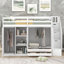Lit mezzanine fonctionnel avec 3 tablettes, 2 armoires et 2 tiroirs, échelle avec rangement, aucun sommier nécessaire, gris-2047009057