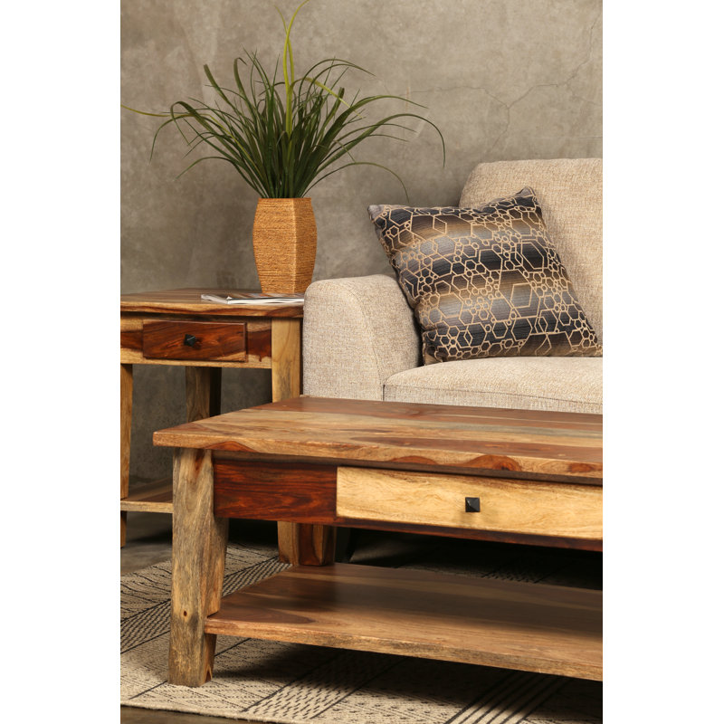Traci Solid Wood End Table with Storage