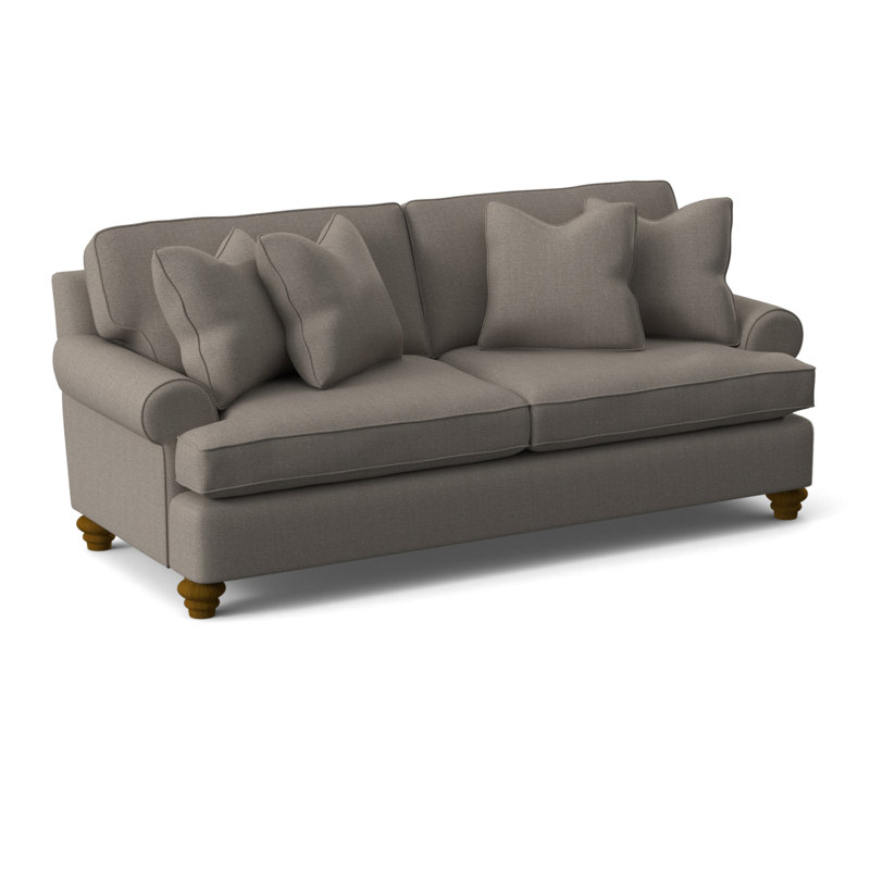Lowell 86'' Upholstered Sofa, Havana Finish, Stone Crypton Performance; 0884-83