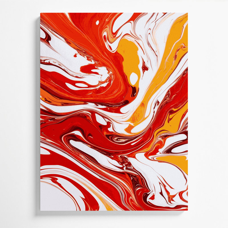 Abstrait art fluide sur toile rouge 73, H 24 po x l 20 po