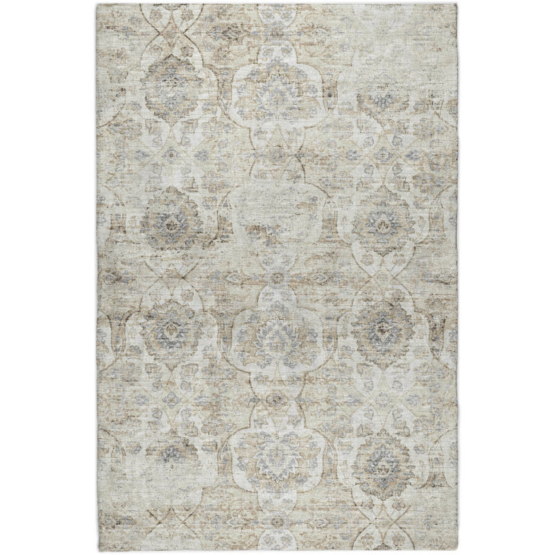 Premium Machine Washable Dream Shag ADS95 Ornate Rug, 10' x 14', Linen
