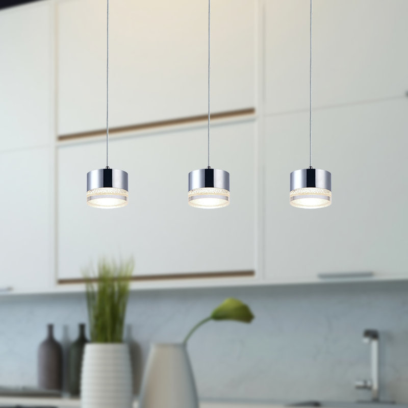 Barnsdall 3 - Light Kitchen Island Pendant, Chrome