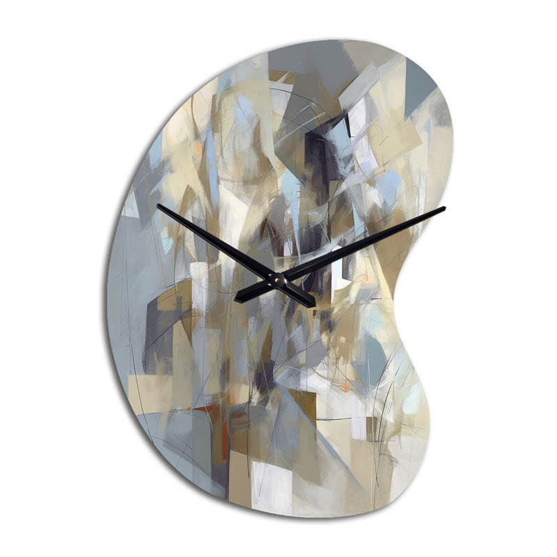 Horloge murale 3D abstraite beige et grise, Petit