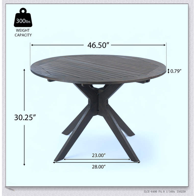 Table de salle à manger d'extérieur en bois d'acacia Stanford avec base en X, durable et élégante pour les rassemblements dans la cour