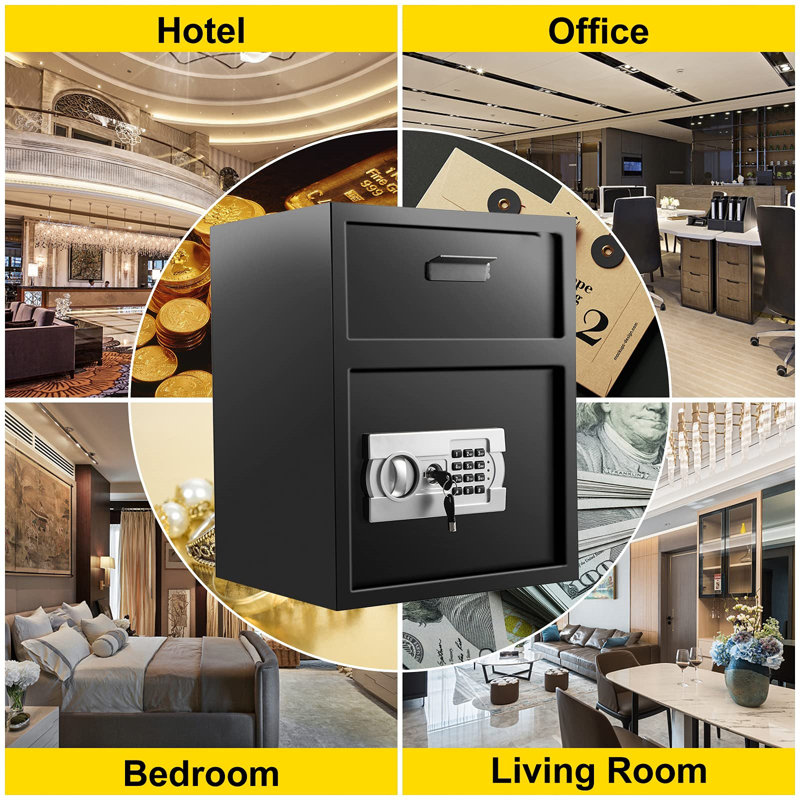 Black Carbon Steel Digital Depository Safe with Deposit Slot