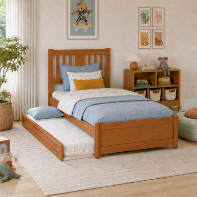 Graham Wood Platform Bed with Trundle