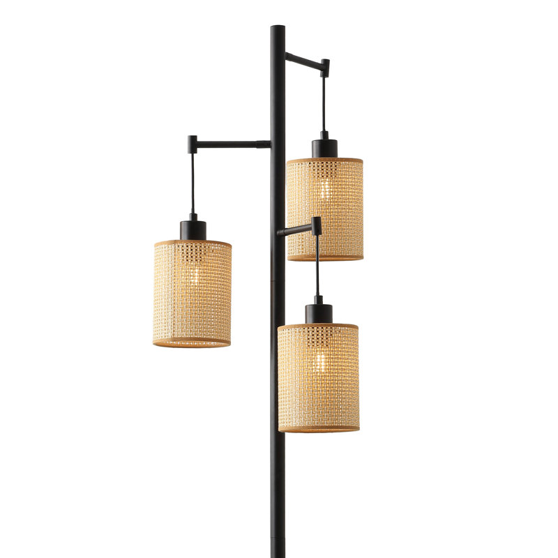 Ashmum 68.9" Rattan Tree Floor Lamp, Beige