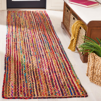 Braided Handmade Cotton/Jute Striped Rug in Brown