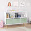 Bibliothèque pour enfants avec tiroirs en tissu pliables, présentoir à livres pour enfants, armoire de rangement pour jouets, blanc / vert