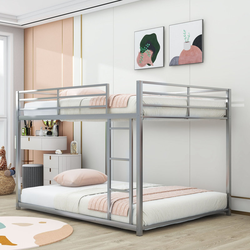 Metal Standard Bunk Bed, Full, Silver